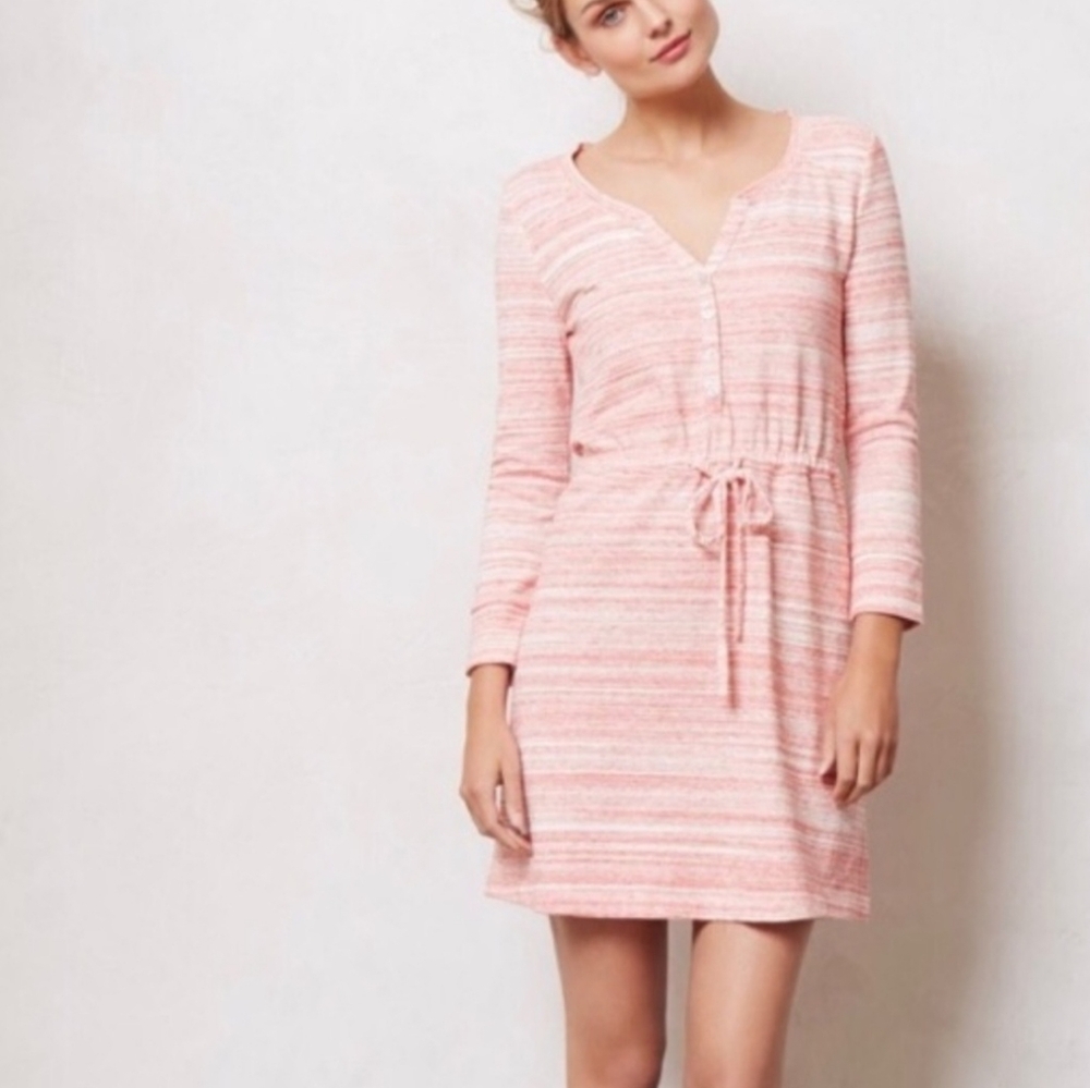 Anthropologie Saturday Sunday Red Space Dye Chemise Cozy Terry Sweatshirt Dress